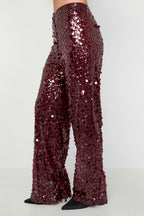 Polyester fiber (polyester) Straight pants Sequins Elegant All Fit  Clothes