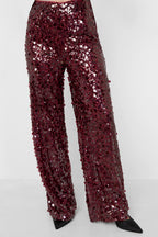 Polyester fiber (polyester) Straight pants Sequins Elegant All Fit  Clothes