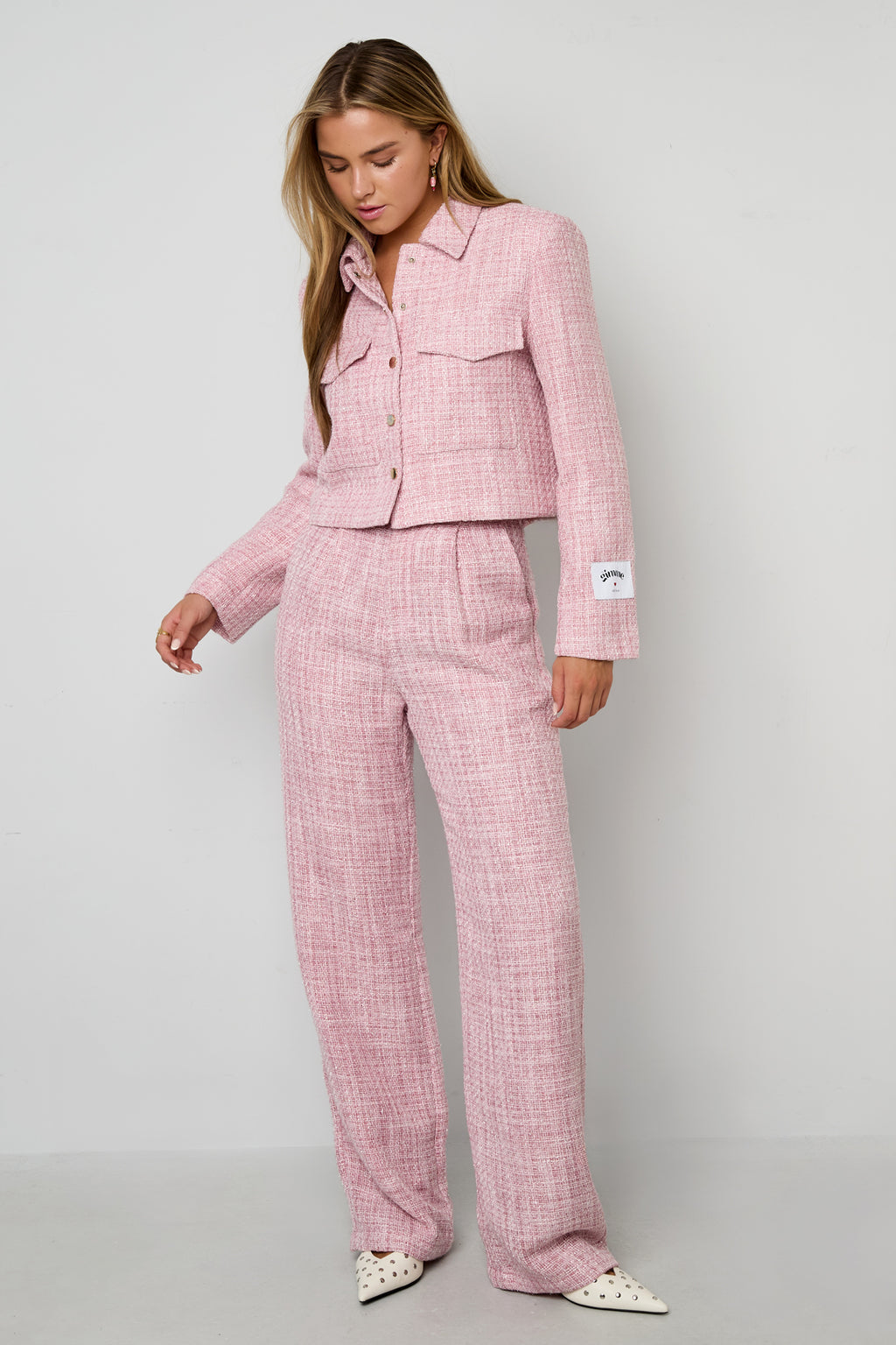 Polyestervezel (polyester) Rechte broek Geruit Elegante herfst/winterkleding