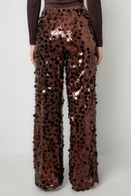 Polyester fiber (polyester) Straight pants Sequins Elegant All Fit  Clothes