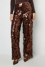 Polyester fiber (polyester) Straight pants Sequins Elegant All Fit  Clothes
